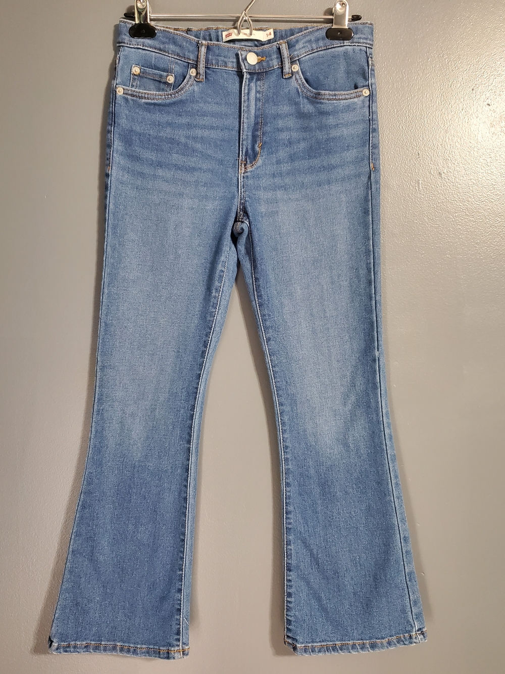 Levi's 726 Flare Jeans Medium Wash Adjustable Waist Girl's Size 14